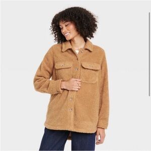Universal Thread Shacket Sherpa Blazer Button Down Tan Brown X-small